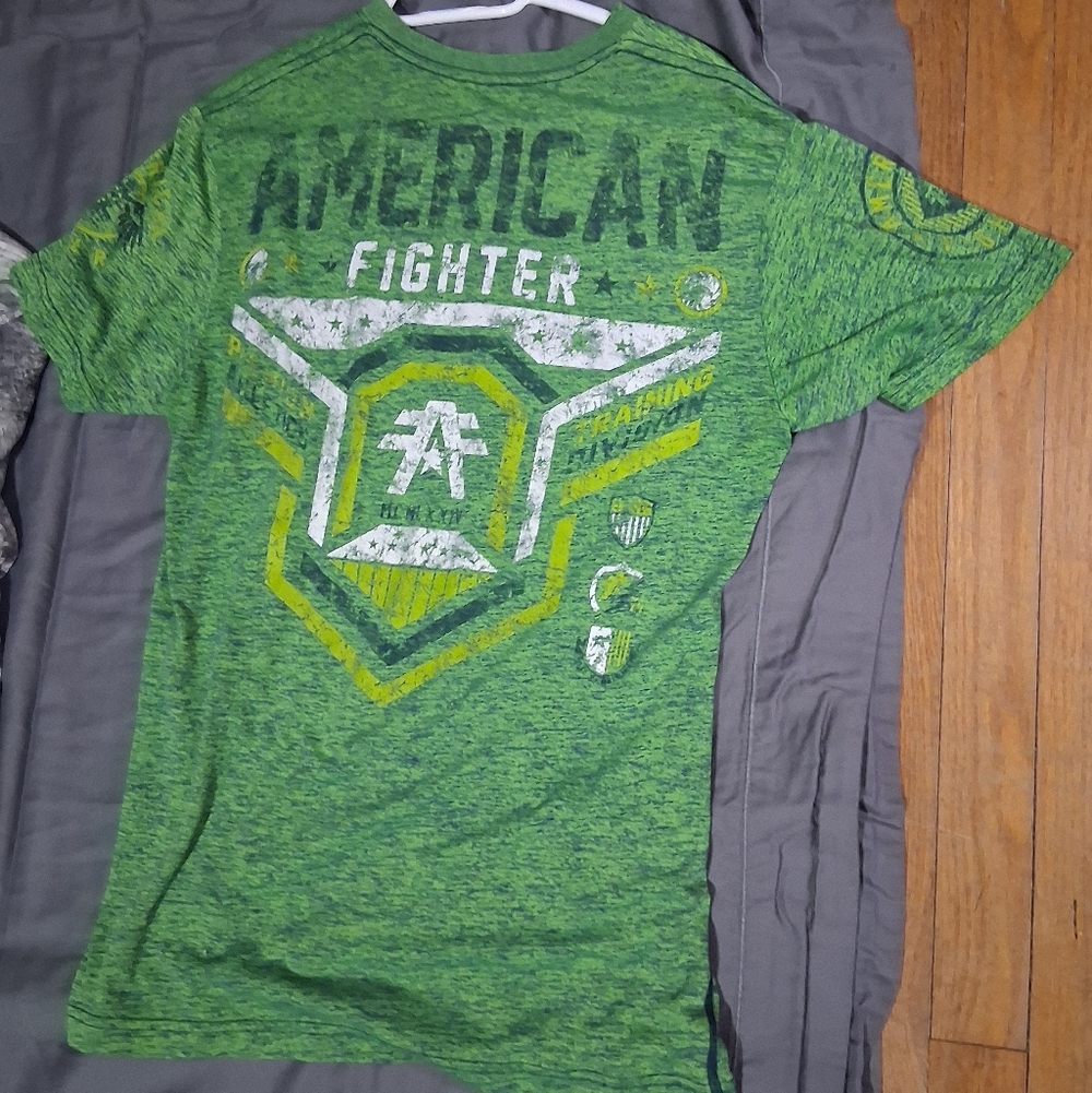 American Fighter Green Heather Graphic Tee with Crest Accents